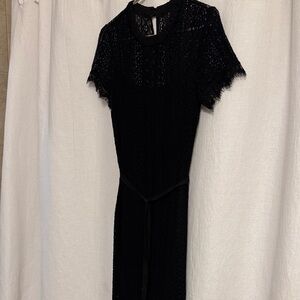 Source Unknown Black Lace/Crochet  Above the Knee Dress